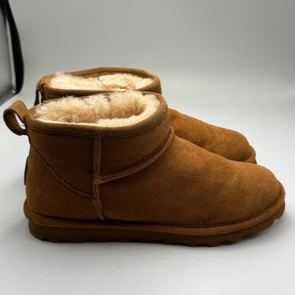Bearpaw Suede Ankle‎ Boots Sheepskin Lined Chestnut Brown Women's Size 10 - Picture 1 of 10